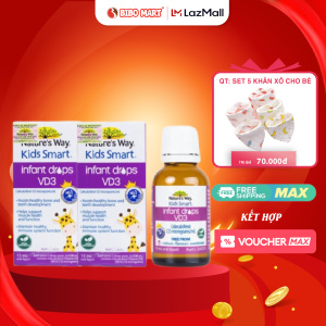 [Combo 2 Hộp] Natures Way Kids Smart Infant Drops Vd3 - Bổ Sung Vitamin D3 Hấp Thu Canxi Tăng Chiều Cao (Lọ 13ml) - Bibo Mart