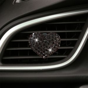 GGR Girls Gifts Cute Heart-shaped Auto Ornament Bling Heart Car Air Freshener Car Aromatherapy Clip Air Outlet Decoration Car Aroma Diffuser Auto Perfume Clip