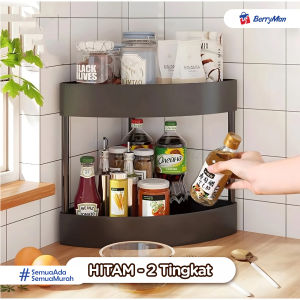 RAK YUMI DAPUR PLASTIK SUDUT SEGITIGA 4 SUSUN Tempat Penyimpanan Portable Serbaguna Dengan Roda