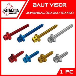 Baut Probolt Visor Pendek 5x20 Panjang 5x40 Drat Halus Universal-Untuk Semua Jenis Motor NMAX-Aerox-Lexi-Mio-PCX-Beat-Vario-ADV Baud-Windshield-Wind-Win Shield-Shild-Sil Merah-Silver-Biru-Kuning