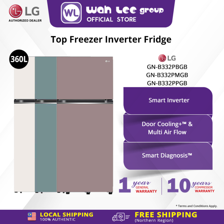 [SAVE 4.0] LG 360L 2 Door Top Freezer Refrigerators GN-B332P Beige GN-B332PBGB Mint GN-B332PMGB Pink GN-B332PPGB with Door Cooling+ WAH LEE STORE