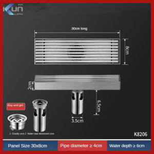 Xinkunlong K8206 30*8CM Bathroom Rectangular Floor Drain Household Deodorant  Floor Drains(Intermediate Drainage)