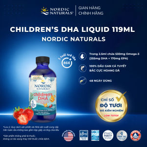 Nordic Naturals Childrens DHA 119ml Vị Dâu - 530mg Omega-3 Cho Bé 1 tuổi +