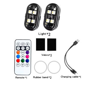 Aitemay RGB Led Car Strobe Lights Motorcycle LED Flash Position Wireless Light Aircraft Airplane Helicopter Warning Lights Accessories