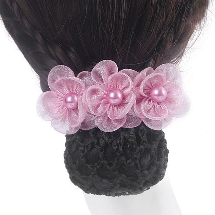 OCESDEP Barrettes Elegant Office Hair Net Bowknot Hair Bun Cover Lady ...