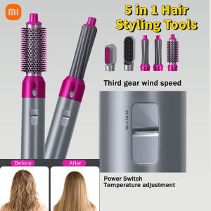 5IN1 Hair Styling Comb  Hair Curler Hair Dryer Pelurus Rambut Curling Curly Pengering Rambut Hair Straightener卷发棒五合一热风梳吹风梳卷发器直发梳吹风机自动吸发