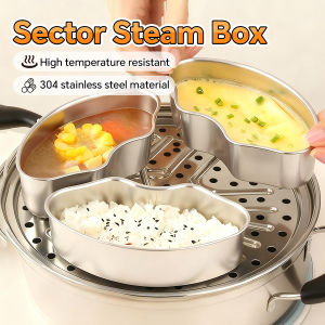 Talao Stainless Steel Food Steaming Bowl Fan Shaped Household Bowl Kitchen Accessories 1Pc