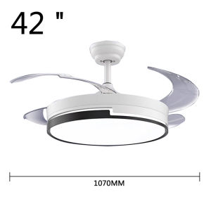 42/48inch Invisible fan light with remote control 3 color dimming 6 Speed pure copper inverter motor chandelier with fan