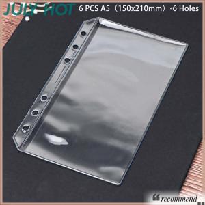 [JULYHOT] ใหม่6ชิ้น A5 A6 A7 6รูกระเป๋าสองด้าน3ชั้นโฟลเดอร์ซิปใสและโฟลเดอร์ที่เปิดด้านข้างพีวีซีกันน้ำ