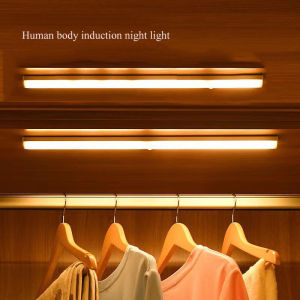 【SG Stock】Night Light Human Body Induction Night Light Magnetic Suction Free installation Table Light LED Wardrobe Light USB Charging Light Warm Light for Bedroom Cabinet Corridor Toilet Kitchen Wardrobe Under Bed Closet Stairs Desk Lamp