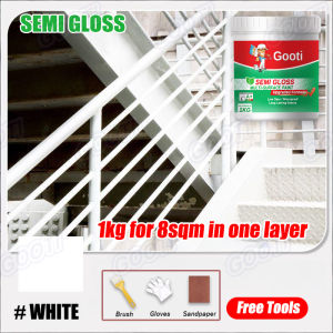 GOOTI  2-in-1 Semi-Gloss German Anti Rust Paint 1KG with Brush– No Sanding Non-Peel Waterproof & Anti-Corrosion Quick Drying Fade-resistant Converts Rust to Primer for Metal Steel Car Railings Rust Converter & Primer in One Rust Remover