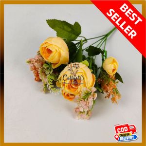Bunga Peony Delphi Cabang 5 - Bunga artificial Imitasi kain  untuk dekorasi rumah dekorasi kamar dan dekorasi wedding atau dekorasi pelaminan dekorasi cafe Import premium termurah artifisial palsu kain