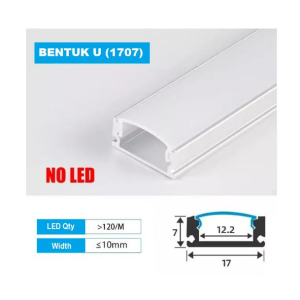 KAP HOUSING ALUMUNIUM LED STRIP 12V/220V 1 METER 100CM/ KAP HOUSING RIGID BAR Aluminium Led Strip 1 Meter bentuk U dan L Profile with Diffuser Milky PC CoverLED Bar Strips Light Holder