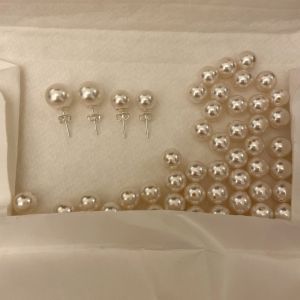Shijia crystal pearl earrings for women S925 Pure silver round high-gloss artificial texture earrings popular on Xiaohongshu and among internet celebrities