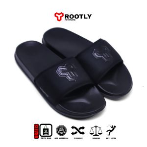 Rootly - Sandal Full Black Slipper Masakini