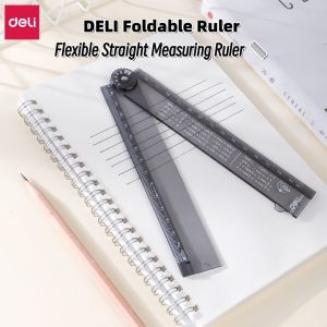 DELI Foldable Ruler 30cm Flexible Straight Measuring Ruler Student School Office Stationery Math Drawing Tools Cute Cartoon Design Kids Gift Creative Stationery