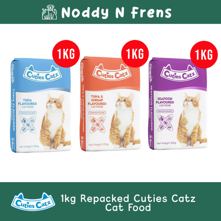 1kg Individually REPACKED Cuties Catz Cat Food (Tuna, Seafood, Tuna and ...