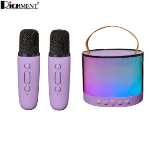 RICHMENT Wireless Bluetooth Mini Karaoke Machine with LED Lights for Kids Adults Portable Bluetooth Karaoke Speaker with 2 Wireless Microphone and Lights for Family Home Party