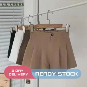 LIL CHERE Womens Shorts A-line Pleated Suit Shorts High Waist Wide-leg Pants