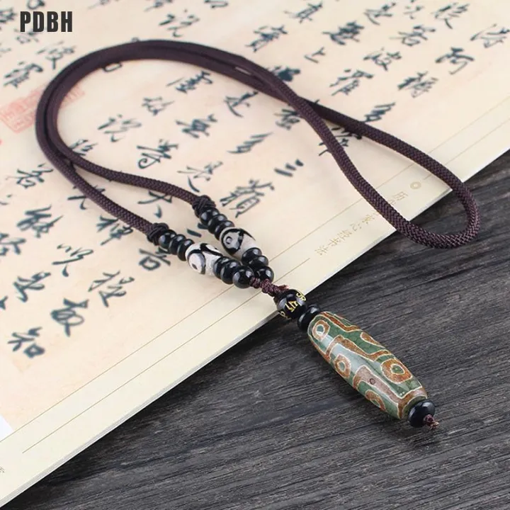 Collier Pendentif Tibétain Dzi à Neuf Yeux - Authentique Porte-bonheur, Neuf Avec étiquette