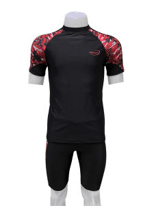 ชุดว่ายน้ำผู้ชาย ชุดว่ายน้ำเซต 2 ชิ้น เสื้อแขนสั้นกางเกงขาสามส่วน รุ่น91026