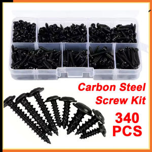 M3-M5 Carbon Steel Phillips Self Tapping Screw Kit Pointed Tail Round Head Wooden Screws