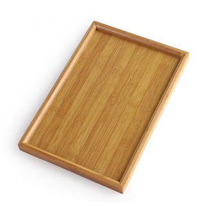OKKFINE Rectangular Bamboo Tray Wooden Solid Color Bread Tray Durable Household Dinner Plates For Holding Tea Fruit Barbecue Bread