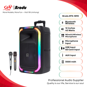 Speaker BTS-1890 Brodu 12 inch Bluetooth Speaker With Rechargeable Wireless Microphone