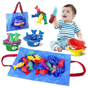 Montessori Cloth Fishing Game Sensory Baby Toys for Toddlers 1-3 Number Counting&Color Sorting Gifts for Birthday Christmas