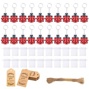 20PCS Ladybugs Style Keychains Party Gift Set Durable Materials Long Time Accessories For Everyday Use Event