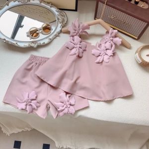 Bear Leader 2 3 4 5 6 7 Years Girls 3D Flower Dress New Summer Korean Version Pink Sling Birthday Princess Dresses for Baby Girls Wedding Party White Dress Kids Clothes CasuaL Outwear