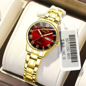 Swiss Brand High Quality ORUSS Womens Watch Luxurious Gold Strap Digital Dial Dual Calendar Waterproof Luminous Fully Automatic Movement Quartz Watch
