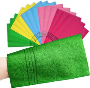 15 Pcs Korean Exfoliating Mitt 9*5.5 in Gentle Exfoliating Korean Scrub Mitt Large Korean Washcloth Exfoliating Colorful Korean Body Scrubber for Cleaning Skin Reducing Dirt and Grease (5 Colors)
