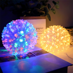 Seville 10cm LED Waterproof Cherry Blossom Ball Lamp EU Plug Christmas Decorative Lamp Flower Ball Hanging Lights For Party Home Decor