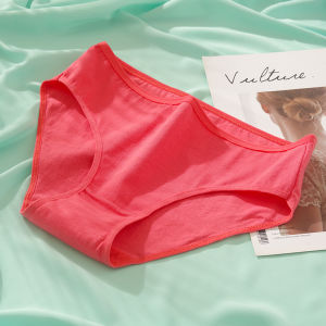 New Product 3 Pieces of Womens Underwear Fruit Solid Color Cotton Underwear Girl Underwear Middle Waist Simple and Comfortable Soft Briefs