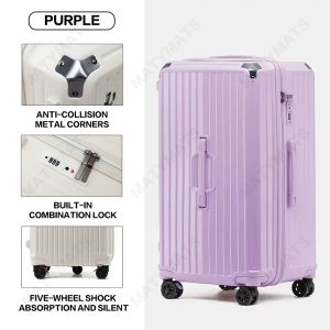 Glossy Luggage 20/26/30 Inch Luggage Bag Travel With Cup Holder 5 wheels Large Capacity Luggage Travel