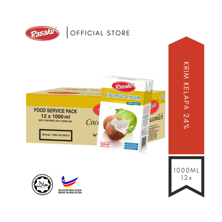 [CARTON DEAL] RASAKU Coconut Cream 24% 1000ml (1 Carton/12 Unit)