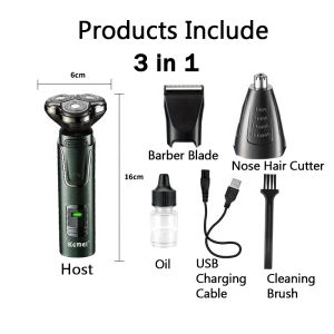 Kemei 3 in1 Rechargeable Electric Shaver Beard Facial Hair Trimmer Razor Shaver For mens KM-2808