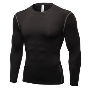 WATERMELON Men Long Sleeve Sports Compression Shirts Athletic Workout Shirt Round Neck for Workout Gym Jogging Running Casual Wear Men Tee 1019