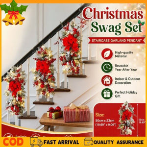 Christmas Door Swag Evergreen Pine Berry Garland Pendant For Front Door Staircase Fireplace