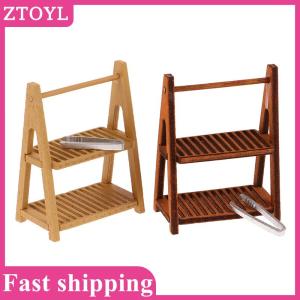 ZTOYL💝 1Set 1:12 Dollhouse Miniature Bread Rack Cake Shelf Storage Box Basket W Baking Clip Scene Decor Doll House Accessories