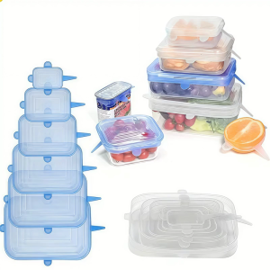 6 Pack Silicone Square Container Lids User Friendly Airtight Seal Storage Covers Kitchen Storage Silicone Covers