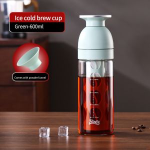 BINCOO Glass Cold Brew Cup with Filter Coffee Bottle Heat-resistant for Office and Outdooor 600ML
