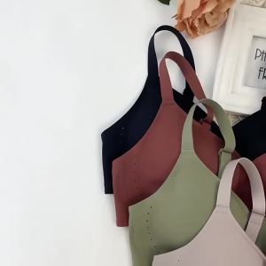 Breathable Hole Cup Bra Plain Skin Seamless Jelly Underwear Womens Small Chest Push up Big Breasts Small Athletic Girl Bra ☺1130