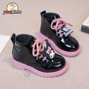 youNme Boots For Kids Girls Korean Rubber Shoes Baby Leather Boots Fashion Martin Boots 1 To 6 Yrs