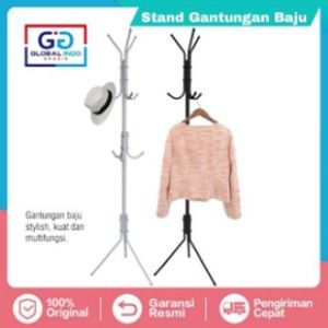 Standing Hanger Multifungsi Gantungan Baju Topi Praktis Gantungan Tiang Berdiri 9 Kait