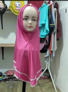 Kerudung Anak Bergo Renda Jilbab 4 5 6 7 Tahun Hijab Instan Anak Bandul Qonita