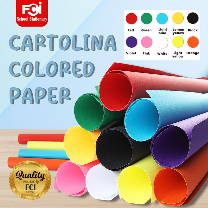 Cartolina Assorted FCI Cartolina White/ Neon/Dark Colors Colored Paper Arts Crafts Office ...