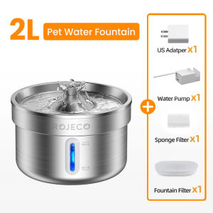 ROJECO Stainless Steel Cat Water Fountain Automatic Water Dispenser For Cat Dog Pet Smart