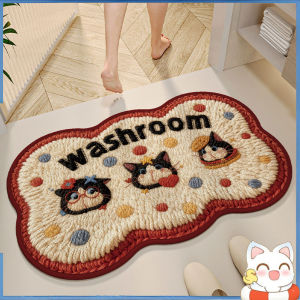 Cartoon Cat Linen carpet Bathroom Carpet Quick Suction Anti Slip Shower Room Mat Home Decor